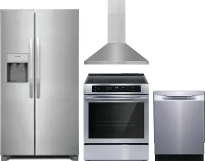 4 Piece Package Includes Refrigerator, Range, Hood And Dishwasher