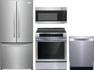 4 Piece Package Includes Refrigerator, Range, Microwave And Dishwasher