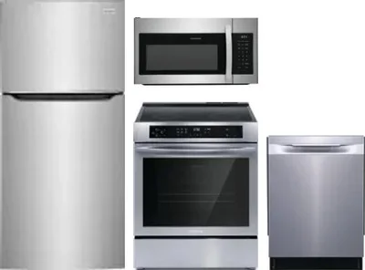 4 Piece Package Includes Refrigerator, Range, Microwave And Dishwasher