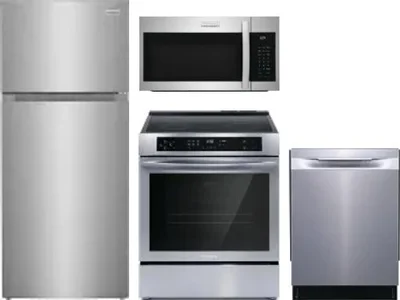 4 Piece Package Includes Refrigerator, Range, Microwave And Dishwasher