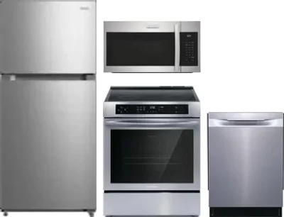 4 Piece Package Includes Refrigerator, Range, Microwave And Dishwasher