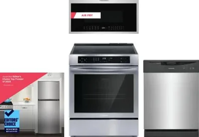 4 Piece Package Includes Refrigerator, Range, Microwave And Dishwasher