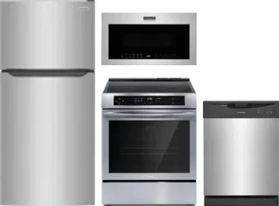 4 Piece Package Includes Refrigerator, Range, Microwave And Dishwasher