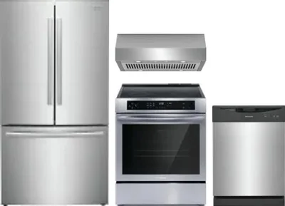 4 Piece Package Includes Refrigerator, Range, Hood And Dishwasher
