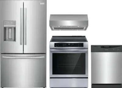 4 Piece Package Includes Refrigerator, Range, Hood And Dishwasher