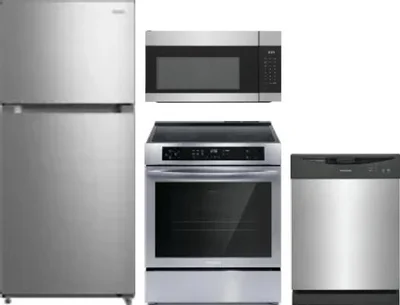 4 Piece Package Includes Refrigerator, Range, Microwave And Dishwasher