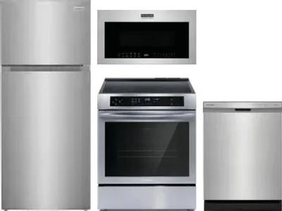 4 Piece Package Includes Refrigerator, Range, Microwave And Dishwasher