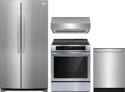 4 Piece Package Includes Refrigerator, Range, Hood And Dishwasher