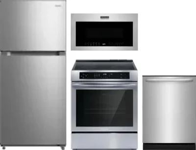 4 Piece Package Includes Refrigerator, Range, Microwave And Dishwasher