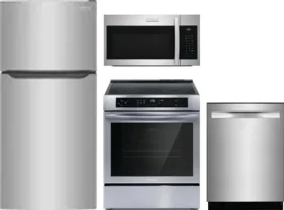 4 Piece Package Includes Refrigerator, Range, Microwave And Dishwasher
