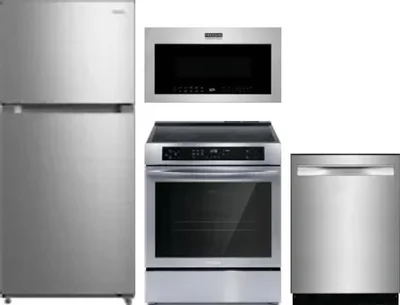 4 Piece Package Includes Refrigerator, Range, Microwave And Dishwasher