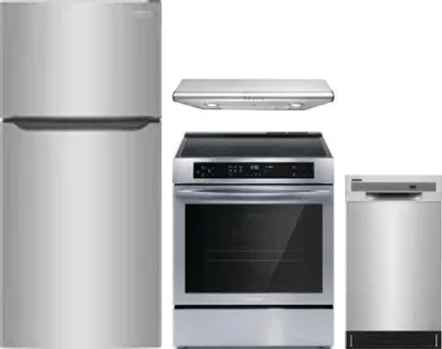 4 Piece Package Includes Refrigerator, Range, Hood And Dishwasher