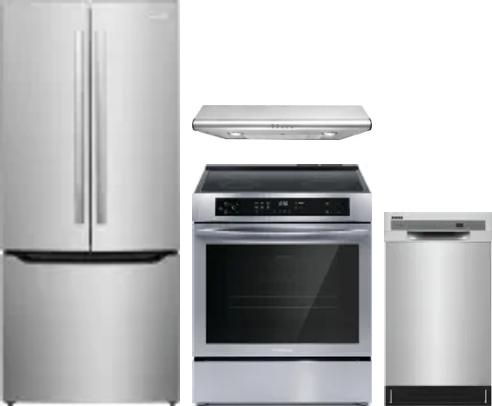 4 Piece Package Includes Refrigerator, Range, Hood And Dishwasher