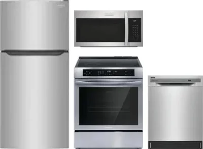 4 Piece Package Includes Refrigerator, Range, Microwave And Dishwasher