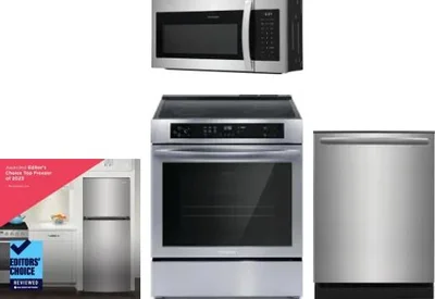 4 Piece Package Includes Refrigerator, Range, Microwave And Dishwasher