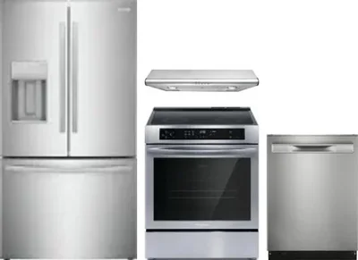 4 Piece Package Includes Refrigerator, Range, Hood And Dishwasher