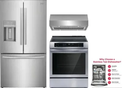 4 Piece Package Includes Refrigerator, Range, Hood And Dishwasher
