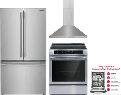 4 Piece Package Includes Refrigerator, Range, Hood And Dishwasher