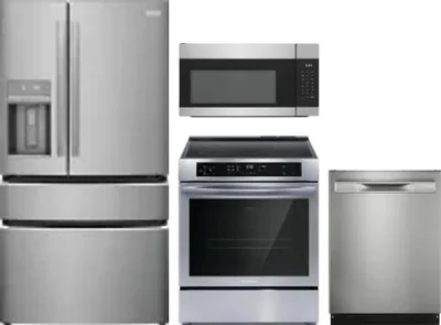 4 Piece Package Includes Refrigerator, Range, Microwave And Dishwasher
