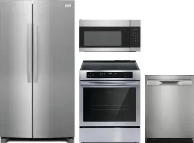 4 Piece Package Includes Refrigerator, Range, Microwave And Dishwasher