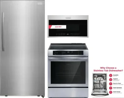 4 Piece Package Includes Refrigerator, Range, Microwave And Dishwasher