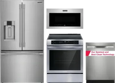 4 Piece Package Includes Refrigerator, Range, Microwave And Dishwasher