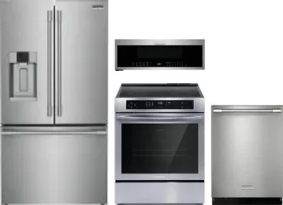 4 Piece Package Includes Refrigerator, Range, Microwave And Dishwasher