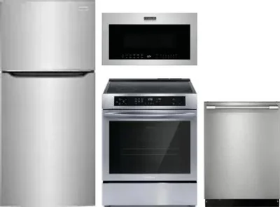 4 Piece Package Includes Refrigerator, Range, Microwave And Dishwasher