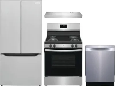 4 Piece Package Includes Refrigerator, Range, Hood And Dishwasher