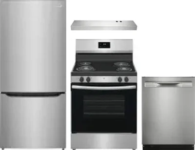 4 Piece Package Includes Refrigerator, Range, Hood And Dishwasher