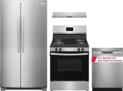 4 Piece Package Includes Refrigerator, Range, Hood And Dishwasher
