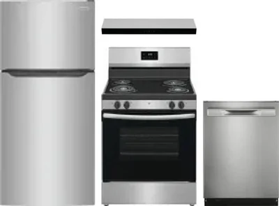 4 Piece Package Includes Refrigerator, Range, Hood And Dishwasher