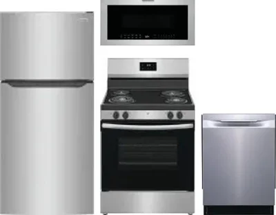 4 Piece Package Includes Refrigerator, Range, Microwave And Dishwasher