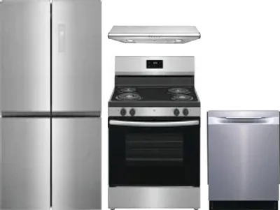 4 Piece Package Includes Refrigerator, Range, Hood And Dishwasher