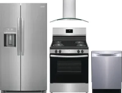 4 Piece Package Includes Refrigerator, Range, Hood And Dishwasher