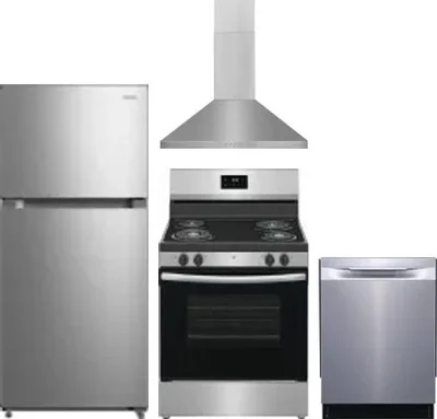 4 Piece Package Includes Refrigerator, Range, Hood And Dishwasher