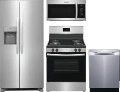 4 Piece Package Includes Refrigerator, Range, Microwave And Dishwasher