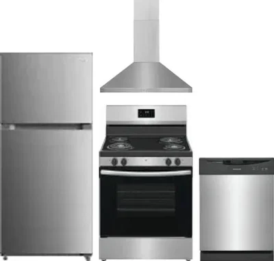 4 Piece Package Includes Refrigerator, Range, Hood And Dishwasher