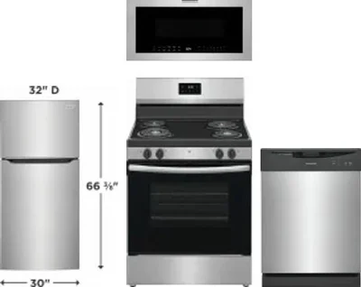 4 Piece Package Includes Refrigerator, Range, Microwave And Dishwasher