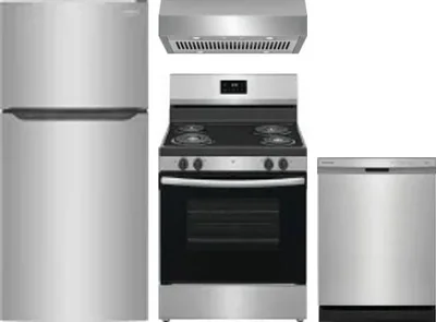 4 Piece Package Includes Refrigerator, Range, Hood And Dishwasher