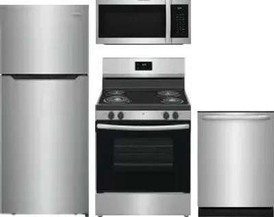 4 Piece Package Includes Refrigerator, Range, Microwave And Dishwasher