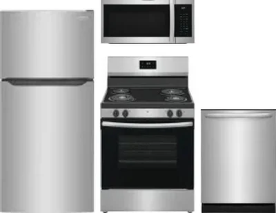 4 Piece Package Includes Refrigerator, Range, Microwave And Dishwasher