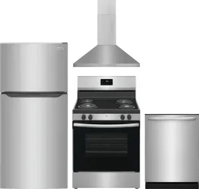 4 Piece Package Includes Refrigerator, Range, Hood And Dishwasher