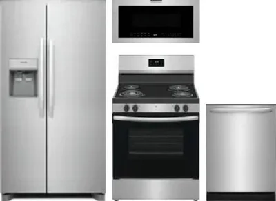 4 Piece Package Includes Refrigerator, Range, Microwave And Dishwasher
