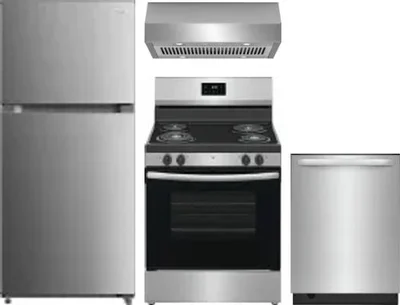 4 Piece Package Includes Refrigerator, Range, Hood And Dishwasher