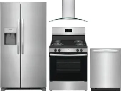 4 Piece Package Includes Refrigerator, Range, Hood And Dishwasher