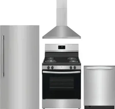 4 Piece Package Includes Refrigerator, Range, Hood And Dishwasher