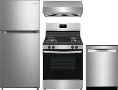 4 Piece Package Includes Refrigerator, Range, Hood And Dishwasher