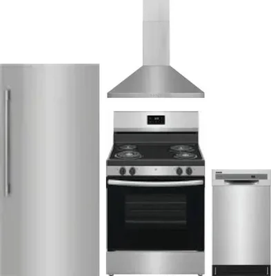 4 Piece Package Includes Refrigerator, Range, Hood And Dishwasher