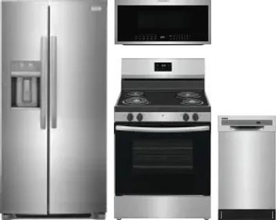 4 Piece Package Includes Refrigerator, Range, Microwave And Dishwasher